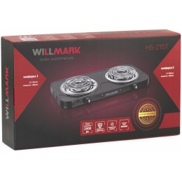 Плита электрическая WILLMARK НS-215Т (2 спир конф.*145 mm/1000Вт.,150*1500Вт, нерж сталь, черный)