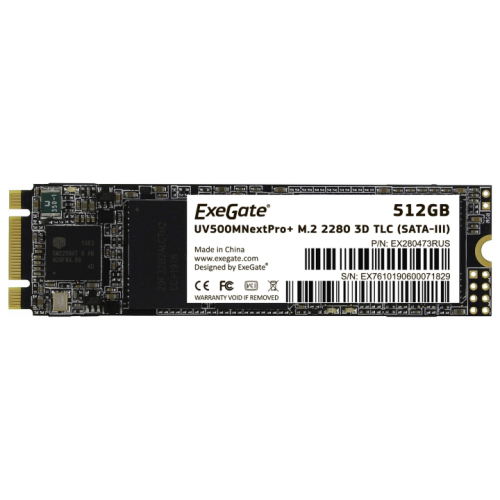 Накопитель SSD  ExeGate EX280473RUS UV500MNextPro+ 512 Gb M.2 2280  3D TLC (SATA-III)