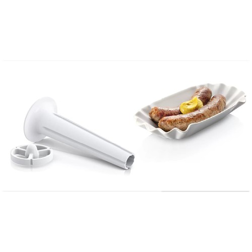 Мясорубка BOSCH MFW3910W CompactPower, 1900Вт, 2,3 кг/мин, цвет: белый, механическая за щита от перегрузки, 1 скор. Комплект: 2 диска для фарша, насадка для кол басок