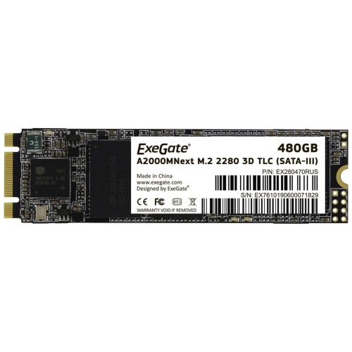Накопитель SSD  ExeGate EX280470RUS A2000MNext 480 Gb M.2 2280  3D TLC (SATA-III)