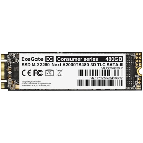 Накопитель SSD  ExeGate EX280470RUS A2000MNext 480 Gb M.2 2280  3D TLC (SATA-III)