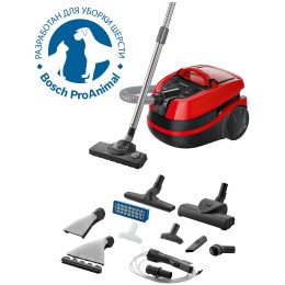 Пылесос BOSCH BWD421PET / 2100 Вт, аквафильтр, 3 в 1, влажная уборка, красный