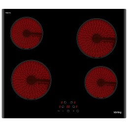 Встраиваемая электрическая панель Korting HK 60003 B / Стеклокерамика, ширина 60см, сенсорное управление,  4 зоны нагрева, таймер, LED индикация для каждой зоны, индикация остаточного тепла, автоматическое отключение, функция "Защита детей",  цв