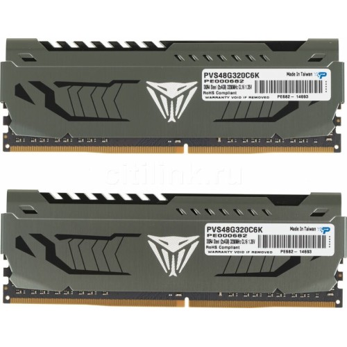 Оперативная память DDR 4 DIMM 8Gb PC25600, 3200Mhz, PATRIOT Viper Steel (PVS48G320C6K) (retail)