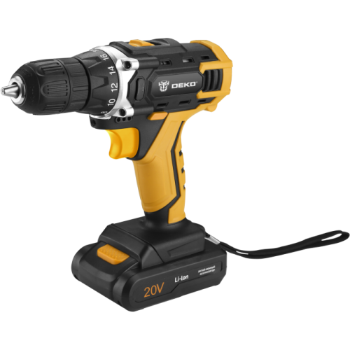 Аккумуляторная дрель DEKO DKCD20FU-Li (063-4103)   20В 1.5Ahx2 63 с набором 63 предмета в кейсе