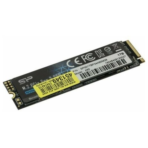 Накопитель SSD M.2 Silicon Power 1.0Tb A60 <SP001TBP34A60M28> (PCI-E 3.0 х4, up to 2200/1600MBs, 250000 IOPs, 3D TLC, NVMe 1.3, 600TBW, 22х80мм)