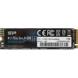Накопитель SSD M.2 Silicon Power 1.0Tb A60 <SP001TBP34A60M28> (PCI-E 3.0 х4, up to 2200/1600MBs, 250000 IOPs, 3D TLC, NVMe 1.3, 600TBW, 22х80мм)
