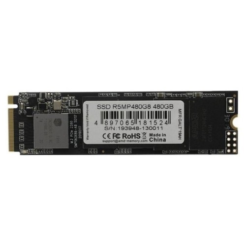 Накопитель M.2 2280 480GB AMD Radeon R5 Client SSD R5MP480G8 PCIe Gen3x4 with NVMe, 2130/1630, IOPS 250/230K, 3D NAND TLC, RTL