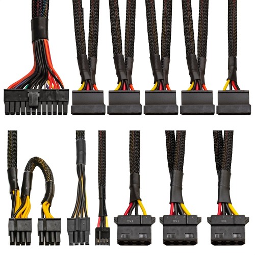 Блок питания 500W ExeGate 500PPH-S 80+Bronze, ATX, black, APFC, 12cm, 24p, (4+4)p, 5*SATA, 3*IDE с защитой от выдергивания