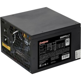Блок питания 600W ExeGate 600PPH-LT-OEM, 80+, ATX, black, APFC, 12cm, 24p, (4+4)p, 5*SATA, 3*IDE