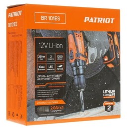 Дрель-шуруповерт аккумуляторная PATRIOT BR 101ES, одна батарея Li-Ion, 12V, зарядка за 1 час, двуст