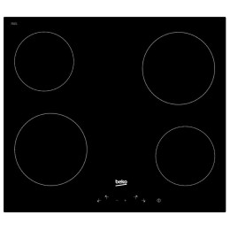 Встраиваемая варочная панель BEKO HIC 64400 E Стеклокерамическая поверхность: 4 зоны нагрева. LED Display. Сенсорное  управление спереди. 9 уровней нагрева. Индикатор остаточного тепла. Блокировка от детей. Контроль закипания. Автоотключение. Цвет: Черный