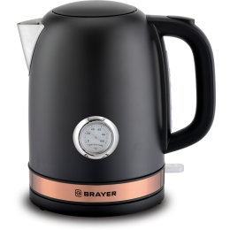Электрочайник BRAYER BR1005BK 2200Вт.1,7 л, STRIX, сталь окраш, термометр, черн.