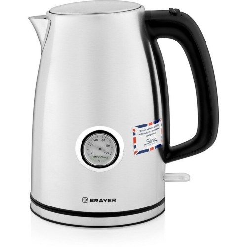 Электрочайник BRAYER BR1022 2200Вт.1,7 л, STRIX, стальной, термометр.