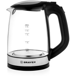 Электрочайник BRAYER BR1040BK 2220Вт,  2 л, стекл., черный.