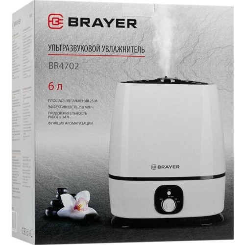 Увлажнитель воздуха BRAYER BR4702, ультразвуковой 6 л, 25 м,( 40-80%), 24 ч.,
