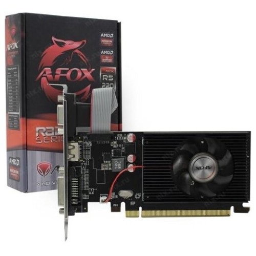 Видеокарта AFOX  Radeon R5 220 1GB DDR3 64Bit DVI HDMI VGA LP Single Fan PCI-E 16x  AFR5220-1024D3L5