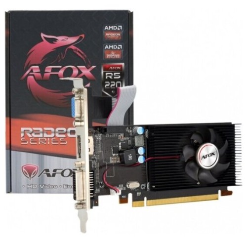 Видеокарта AFOX  Radeon R5 220 1GB DDR3 64Bit DVI HDMI VGA LP Single Fan PCI-E 16x  AFR5220-1024D3L5