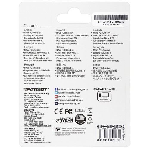 Накопитель SSD M.2 Silicon Power 512GB A55 <SP512GBSS3A55M28> (SATA3, up to 560/530MBs, 3D TLC, 22х80mm)