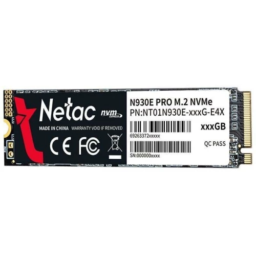 Накопитель SSD M.2 Netac 512Gb N930E Pro Series <NT01N930E-512G-E4X> Retail (PCI-E 3.1 x4, up to 2080/1700MBs, 3D TLC/QLC, NVMe 1.3, 22х80mm)