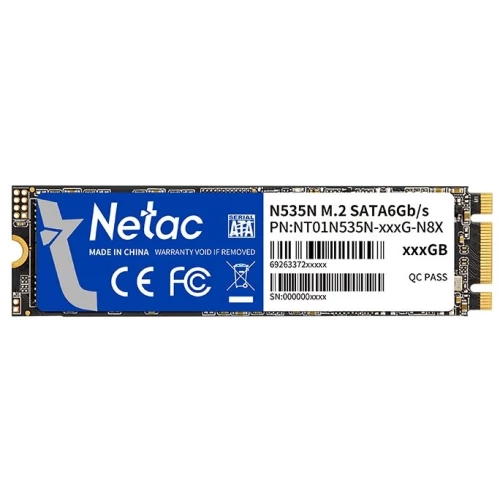Накопитель SSD M.2 Netac 1.0Tb N535N Series <NT01N535N-001T-N8X> Retail (SATA3, up to 540/490MBs, 3D TLC, 22х80mm)