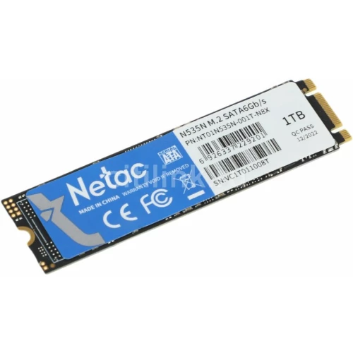 Накопитель SSD M.2 Netac 1.0Tb N535N Series <NT01N535N-001T-N8X> Retail (SATA3, up to 540/490MBs, 3D TLC, 22х80mm)