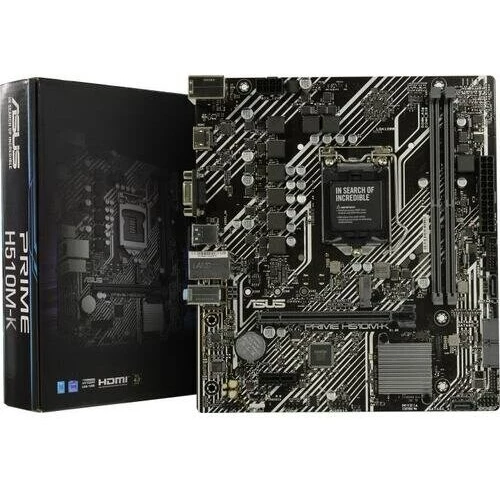 Материнская плата Asus Prime H510M-K, LGA1200, H510, 2*DDR4, D-Sub + HDMI, SATA3, Audio, Gb LAN, USB 3.2, USB 2.0, COM*1 header (w/o cable), mATX