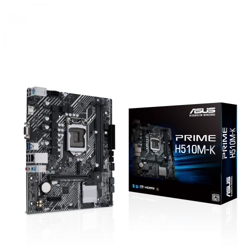 Материнская плата Asus Prime H510M-K, LGA1200, H510, 2*DDR4, D-Sub + HDMI, SATA3, Audio, Gb LAN, USB 3.2, USB 2.0, COM*1 header (w/o cable), mATX