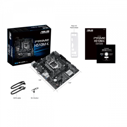 Материнская плата Asus Prime H510M-K, LGA1200, H510, 2*DDR4, D-Sub + HDMI, SATA3, Audio, Gb LAN, USB 3.2, USB 2.0, COM*1 header (w/o cable), mATX