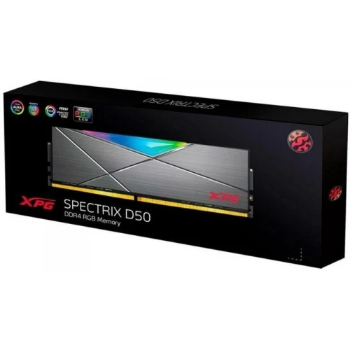 Модуль памяти 16GB ADATA DDR4 3200 DIMM XPG SPECTRIX D50 RGB Grey Gaming Memory AX4U320016G16A-ST50 Non-ECC, CL16, 1.35V, Heat Shield, RTL