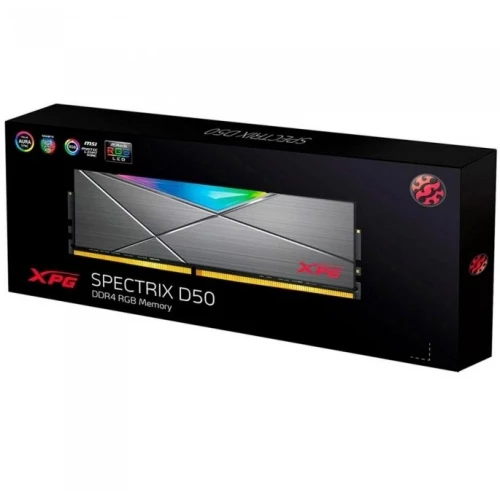 Модуль памяти 16GB ADATA DDR4 3200 DIMM XPG SPECTRIX D50 RGB Grey Gaming Memory AX4U320016G16A-ST50 Non-ECC, CL16, 1.35V, Heat Shield, RTL