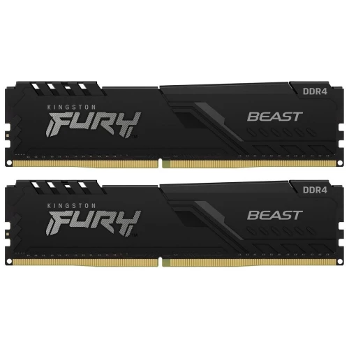 Модуль памяти Kingston DDR4 DIMM 32Gb PC25600, 3200Mhz, FURY Beast Black CL16 (Kit of 2) (KF432C16BBK2/32) (retail)