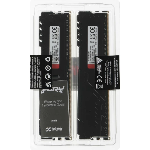 Модуль памяти Kingston DDR4 DIMM 32Gb PC25600, 3200Mhz, FURY Beast Black CL16 (Kit of 2) (KF432C16BBK2/32) (retail)