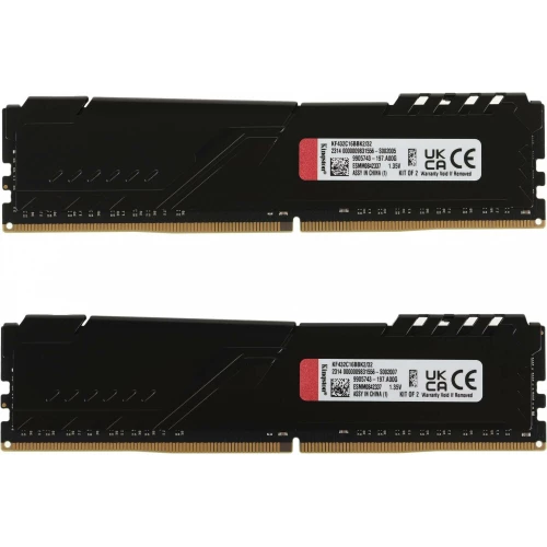 Модуль памяти Kingston DDR4 DIMM 32Gb PC25600, 3200Mhz, FURY Beast Black CL16 (Kit of 2) (KF432C16BBK2/32) (retail)