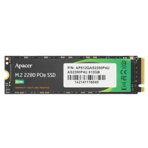 Твердотельный накопитель Apacer SSD AS2280P4U 512Gb M.2 PCIe Gen3x4, R3500/W2300 Mb/s, MTBF 1.8M, 3D NAND, NVMe, Retail (AP512GAS2280P4U-1)