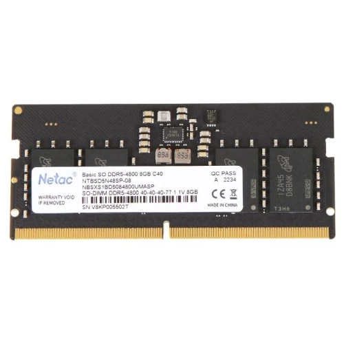Модуль памяти SO-DIMM DDR5 Netac Basic 8GB 4800MHz CL40 1.1V / NTBSD5N48SP-08