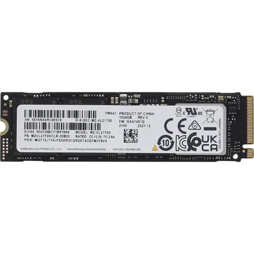 Накопитель SSD M.2 Samsung 1.0Tb PM9A1 <MZVL21T0HCLR-00B00> OEM (PCI-E 4.0 x4, up to 7000/5100MBs, 800000 IOPs, 3D NAND, 22х80mm)