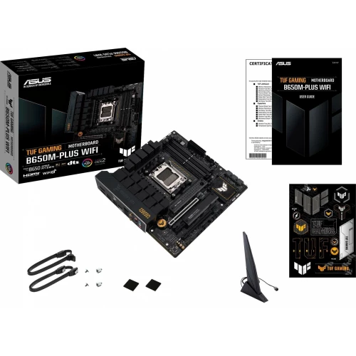 Материнская плата ASUS TUF GAMING B650M-PLUS WIFI AM5 micro-ATX 4xDDR5 2xPCIEx16 PCIEx1 2xM.2 HDMI DP 2.5GLAN WIFI (90MB1BF0-M0EAY0)