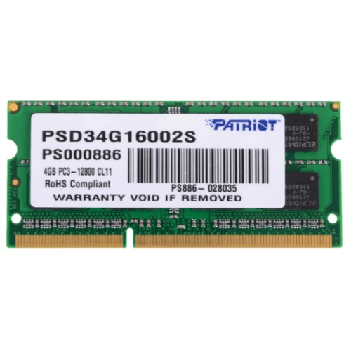 Модуль памяти Patriot SO-DIMM DDR3 4Gb 1600MHz  PSD34G16002S RTL PC3-12800 CL11  204-pin 1.5В