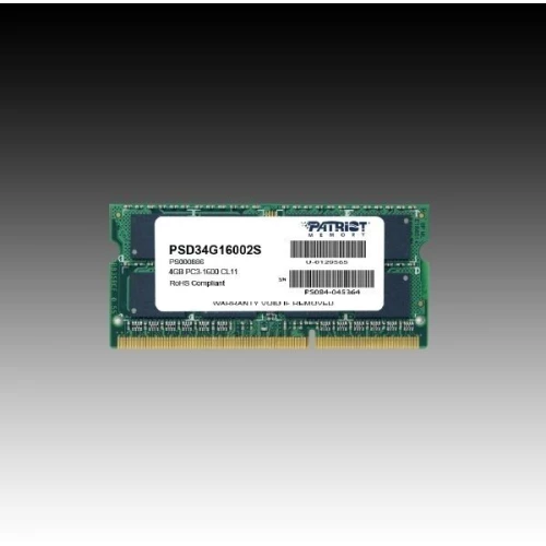Модуль памяти Patriot SO-DIMM DDR3 4Gb 1600MHz  PSD34G16002S RTL PC3-12800 CL11  204-pin 1.5В