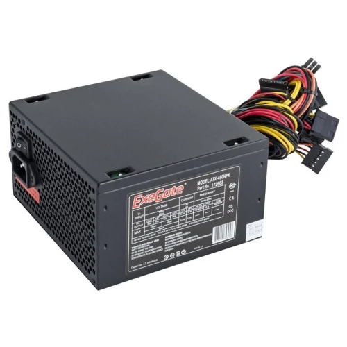 Блок питания 450W Exegate 450NPX, ATX, black, 12cm fan, 24+4pin, 6/8pin PCI-E, 3*SATA, 2*IDE, 1*FDD