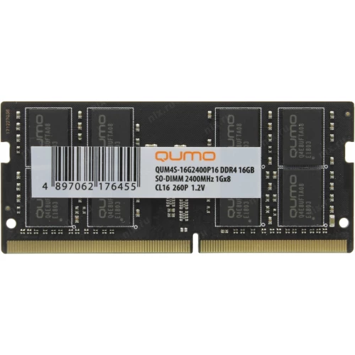 Модуль памяти QUMO SO-DIMM DDR-4 16GB QUMO 2400MHz  1Gx8   Retai CL16 (QUM4S-16G2400P16)
