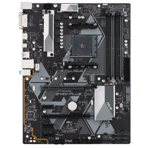 Материнская плата ASUS PRIME B450-PLUS, ATX B450, 4*DDR4, DVI+HDMI, CrossFireX, SATA3 + RAID, Audio, Gb LAN, USB 3.1*7, USB 2.0*6, COM*1 header (w/o cable)