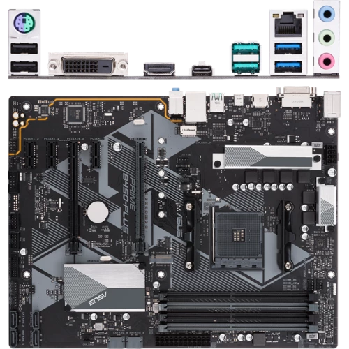 Материнская плата ASUS PRIME B450-PLUS, ATX B450, 4*DDR4, DVI+HDMI, CrossFireX, SATA3 + RAID, Audio, Gb LAN, USB 3.1*7, USB 2.0*6, COM*1 header (w/o cable)