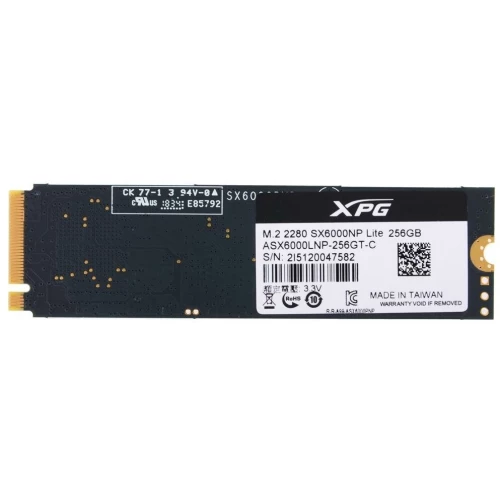 Накопитель SSD M.2 ADATA 256Gb XPG S11 Pro <AGAMMIXS11P-256GT-C> (PCI-E 3.0 x4, up to 3500/1200Mbs, 290000 IOPs, 3D TLC, NVMe 1.3, 22x80mm, радиатор)